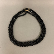Load image into Gallery viewer, Vintage Goldtone &amp; Black Glass Triple Strand Necklace
