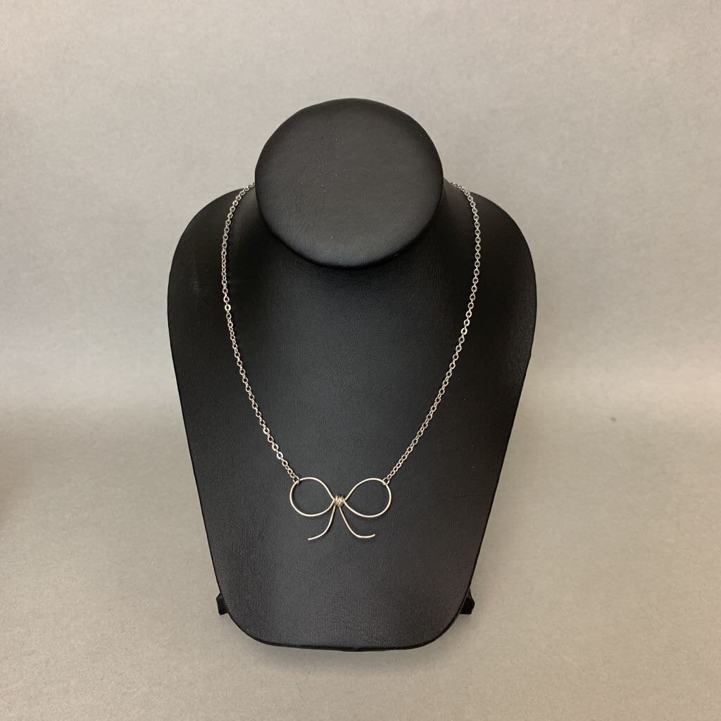 Mooncalf Handmade Sterling Bow on Stainless Chain Necklace