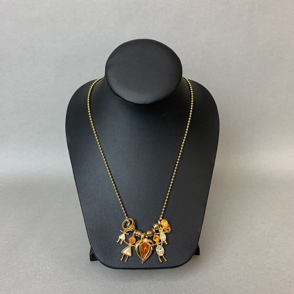 Avon Goldtone Rhinestone Charm Necklace
