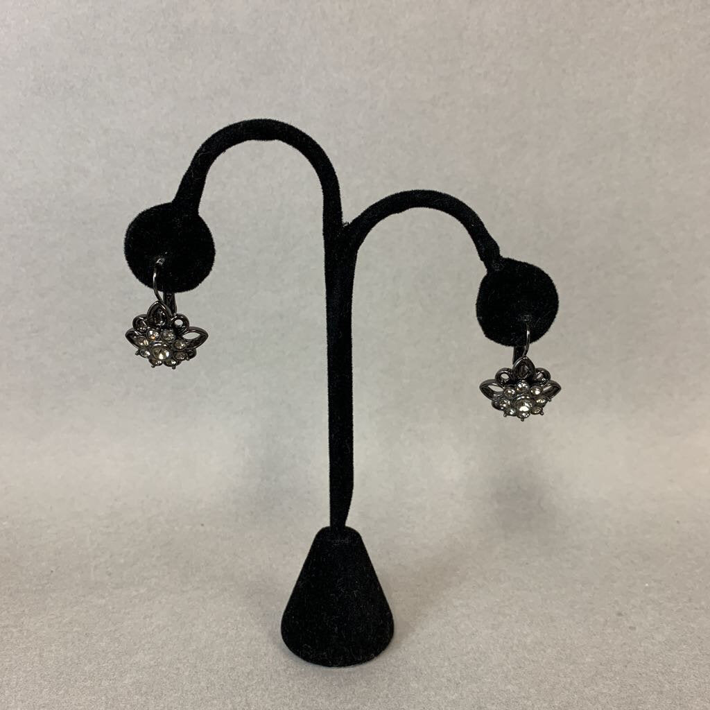 Joan Rivers Gunmetal Rhinestone Flower Earrings