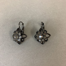 Load image into Gallery viewer, Joan Rivers Gunmetal Rhinestone Flower Earrings
