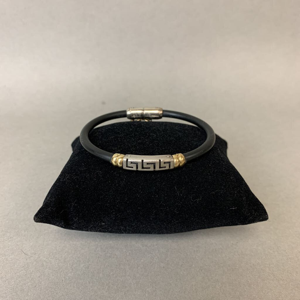 Handmade Rubber Bracelet w// Sterling & 18K Gold Accent