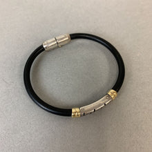 Load image into Gallery viewer, Handmade Rubber Bracelet w// Sterling &amp; 18K Gold Accent
