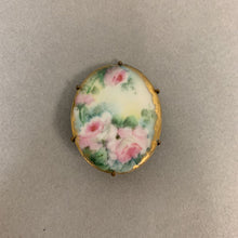 Load image into Gallery viewer, Antique Painted Floral Porcelain Pin
