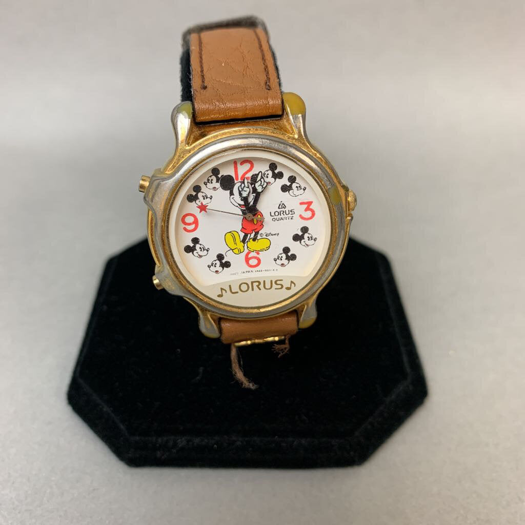 Vintage Mickey Lorus Mickey Mouse Watch Gold Face Vintage