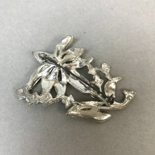 Load image into Gallery viewer, Vintage Silvertone Large Rhinestone Floral Pin (AS-IS)
