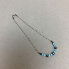 Load image into Gallery viewer, Liquid Sterling Blue Cat&#39;s Eye Beaded Anklet
