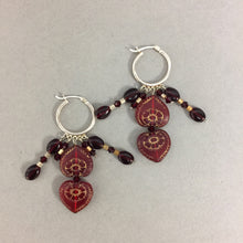 Load image into Gallery viewer, Sterling Resin &amp; Glass Heart Beaded Boho Earrings
