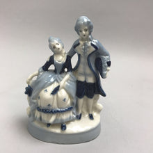 Load image into Gallery viewer, Vintage Japan Porcelain Victorian Colonial Couple Figurine Blue &amp; White (5.5&quot;)
