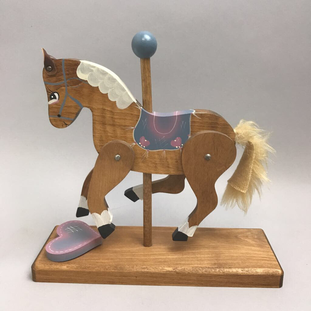 Vintage Carved Wood Carousel Horse Figure (10.5