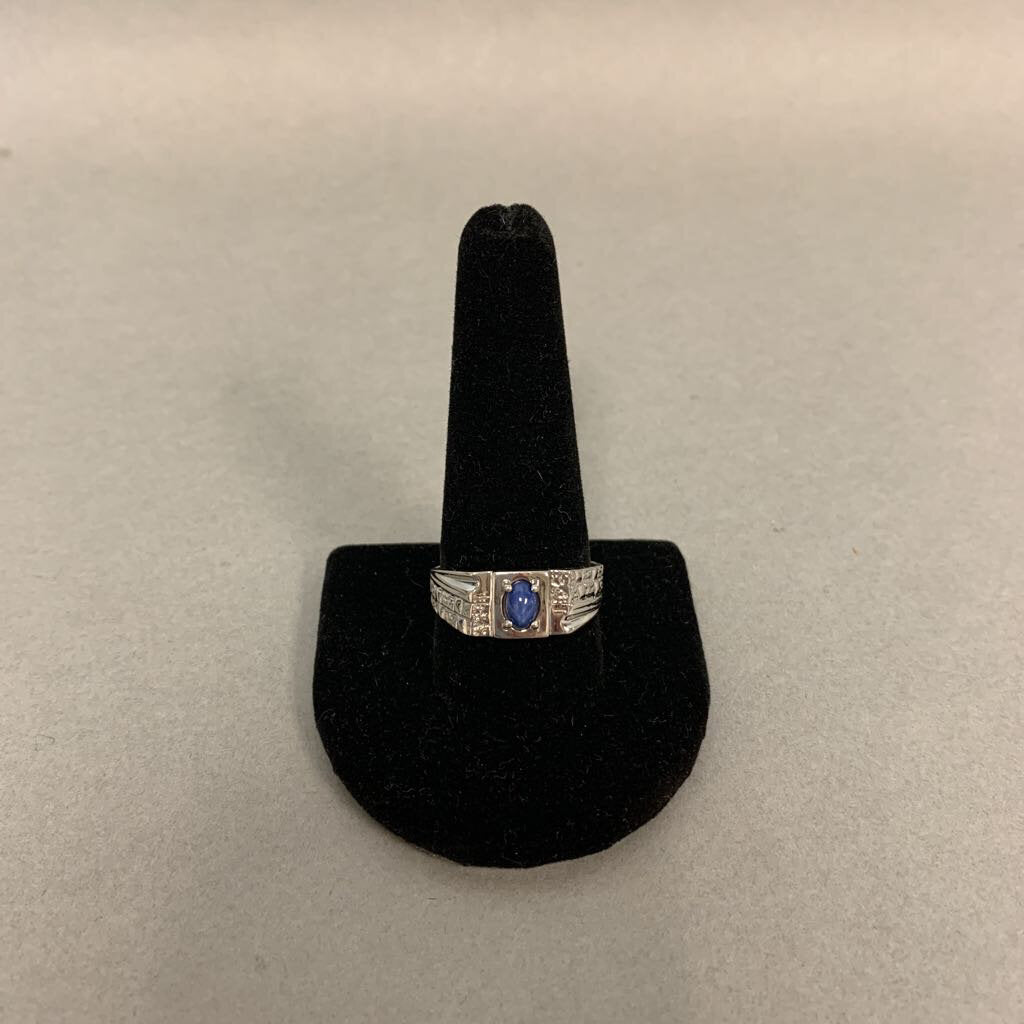 10K White Gold Blue Star Sapphire Ring sz 12 (4.1g)