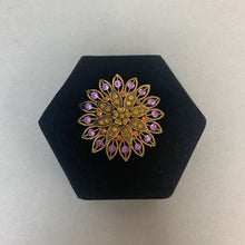 Load image into Gallery viewer, Large Goldtone Multicolor Crystal Flower Pin
