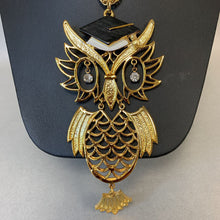 Load image into Gallery viewer, Vintage Articulated Owl w/ Graduation Cap Necklace
