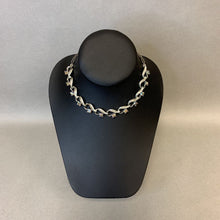 Load image into Gallery viewer, Vintage Gray Iridescent Rhinestone Silvertone Choker Necklace
