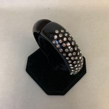 Load image into Gallery viewer, Vintage Weiss MCM Black Lucite Rhinestone Hinged Bangle &amp; Clip Earrings Set
