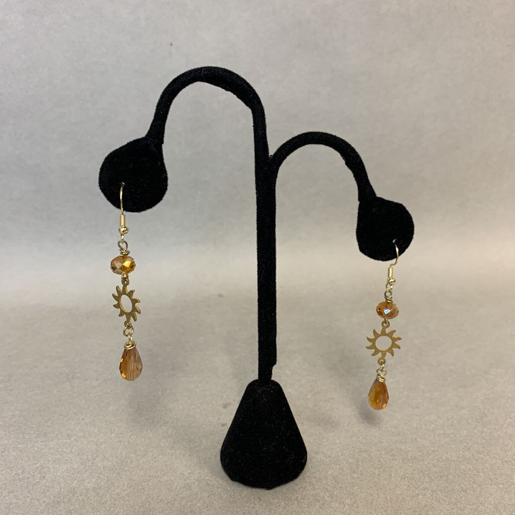 Mooncalf Handmade Golden Crystal Sun Drop Earrings