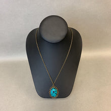 Load image into Gallery viewer, Mooncalf Handmade Brass Faux Turquoise Pendant on Chain
