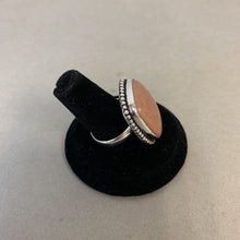Load image into Gallery viewer, Silver Plated Peach Moonstone Ring sz 8
