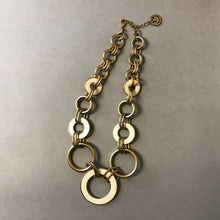 Load image into Gallery viewer, Trifari Goldtone Cream Enamel Interlocking Rings Necklace
