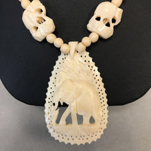 Load image into Gallery viewer, Vintage Carved Bone Elephant Necklace
