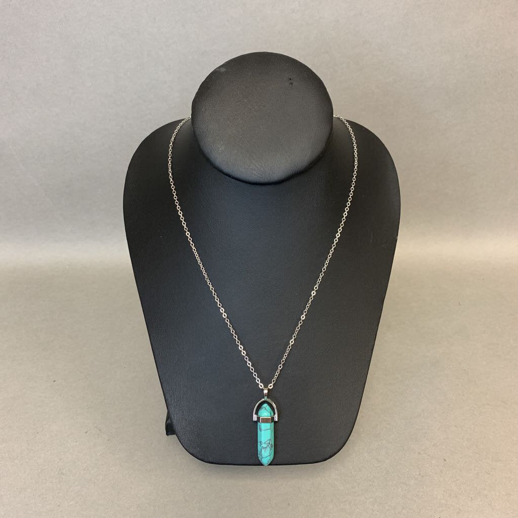 Mooncalf Handmade Silvertone Faux Turquoise Necklace