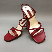 Load image into Gallery viewer, Fanfares Red Faux Leather Spaghetti Strap Shoes Size 8.5 (3&quot;heel)
