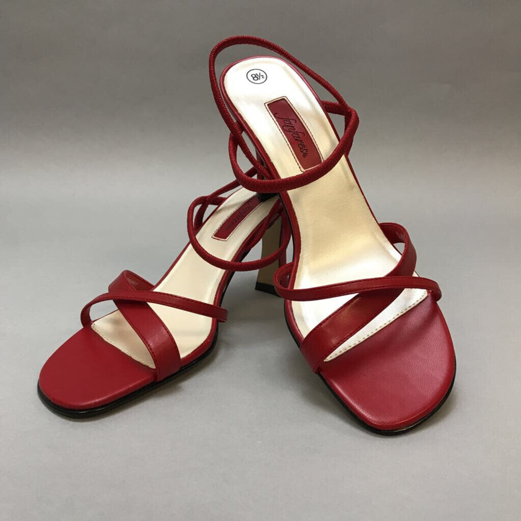 Fanfares Red Faux Leather Spaghetti Strap Shoes Size 8.5 (3