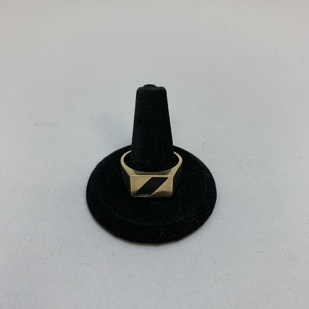 10K Gold Black Stripe Inlay Ring sz 11.5 (10.3g)