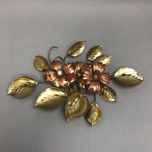 Load image into Gallery viewer, Vintage Brass &amp; Copper MCM Dogwood Blossoms Wall Decor (11&quot;)
