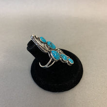 Load image into Gallery viewer, Faux Turquoise Silvertone Ring sz 6
