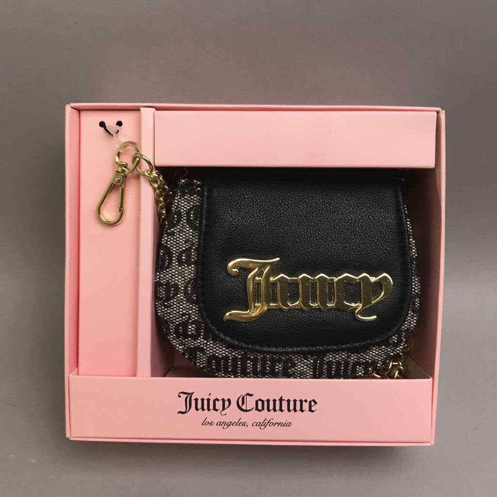 Juicy Couture Black Fabric Logo Purse Handbag & Keychain NWT (6)