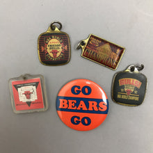 Load image into Gallery viewer, Collection of 4 Chicago Bulls Keychains &amp; Bears Button
