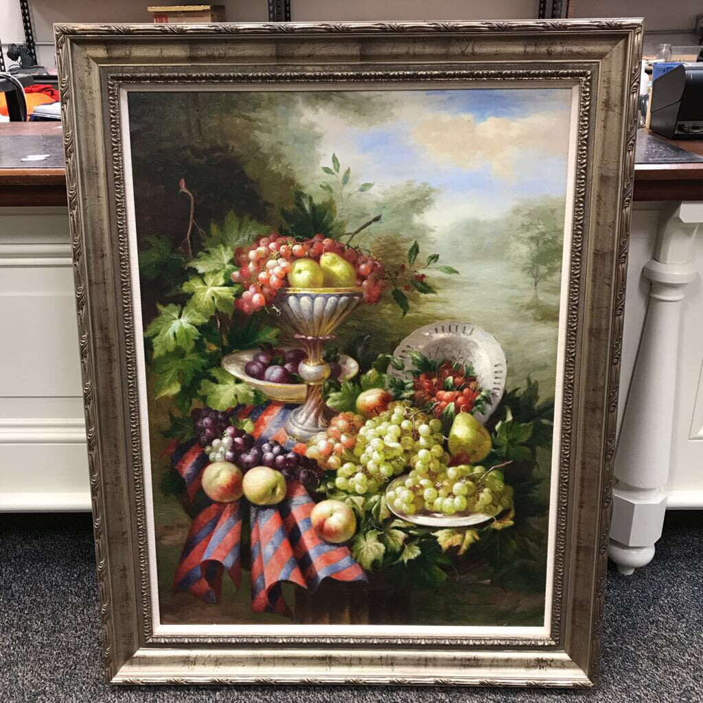 C Harrison Framed Painting of Fruit Arrangement (48x38)