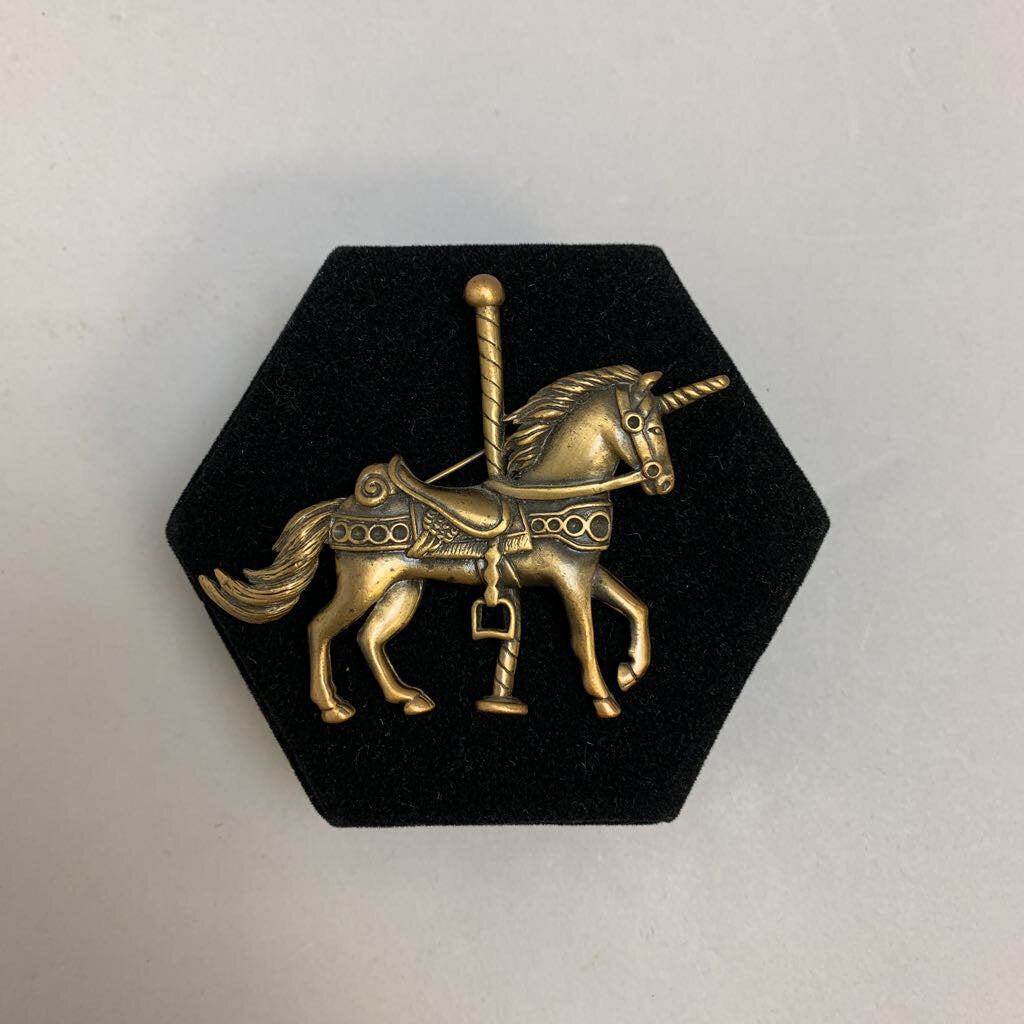 Vintage Bronze Carousel Horse Pin