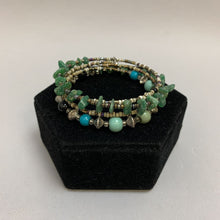 Load image into Gallery viewer, Multi-stone &amp; Seed Bead w/ Silver Accents Spiral Cuff Bracelet
