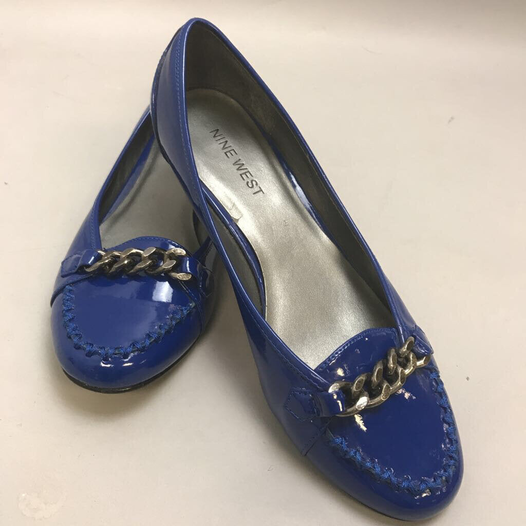 Nine West Blue Patent Leather Loafer Slip On (Sz 8)