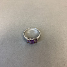 Load image into Gallery viewer, Sterling Amethyst 3-stone Ring sz 11

