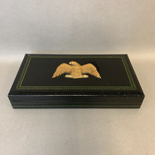 Load image into Gallery viewer, Vintage Phillipe for Swank Black Faux Leather Gold Eagle Jewelry Box (2x11x6&quot;)
