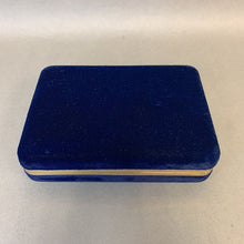 Load image into Gallery viewer, Vintage Royal Blue Velvet Gold Trim Jewelry Box (2x6x4&quot;)
