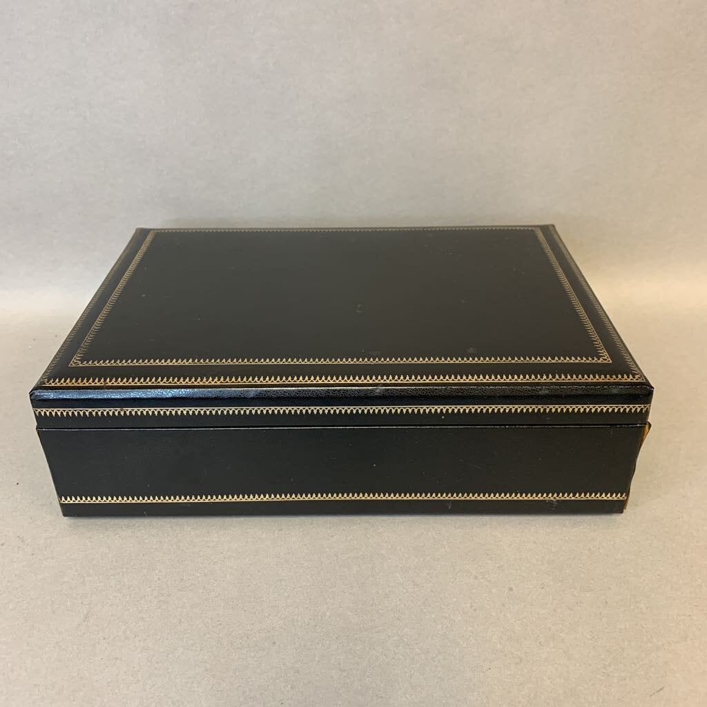Vintage Phillipe for Swank Black Faux Leather Jewelry Box (3x10x7