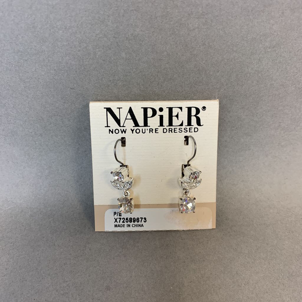 Napier Silvertone CZ Earrings