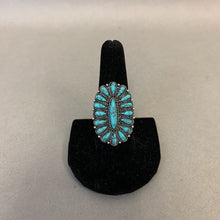 Load image into Gallery viewer, Mooncalf Handmade Silvertone Faux Turquoise Statement Ring (Adjustable)
