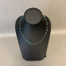 Load image into Gallery viewer, Mooncalf Handmade Turquoise Goldtone Satellite Chain Necklace
