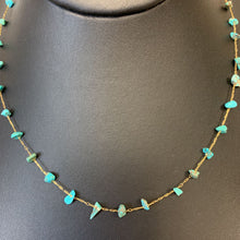 Load image into Gallery viewer, Mooncalf Handmade Turquoise Goldtone Satellite Chain Necklace
