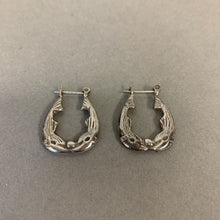 Load image into Gallery viewer, Sterling Kissing Dolphin Hoop Earrings
