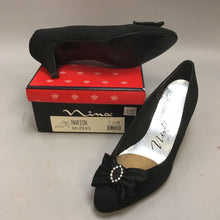 Load image into Gallery viewer, New York Nina Marion Black Luster Satin Shoes with Bow (7.5)
