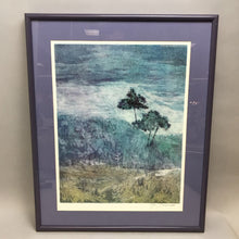 Load image into Gallery viewer, Framed Mi Desmedt Art Print — Blue, Green, Purple Trees; Forest, Landscape Scene (24x20)
