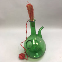 Load image into Gallery viewer, Vintage Italian Blown Verde Glass Demijohn Wine Decanter Ice Jug Chamber Stopper (11&quot;)
