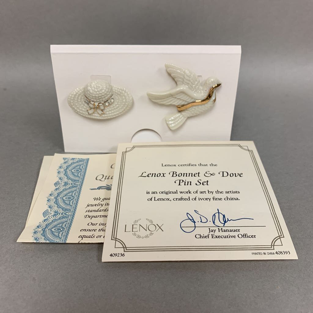 Lenox Bonnet & Dove Porcelain Pin Set