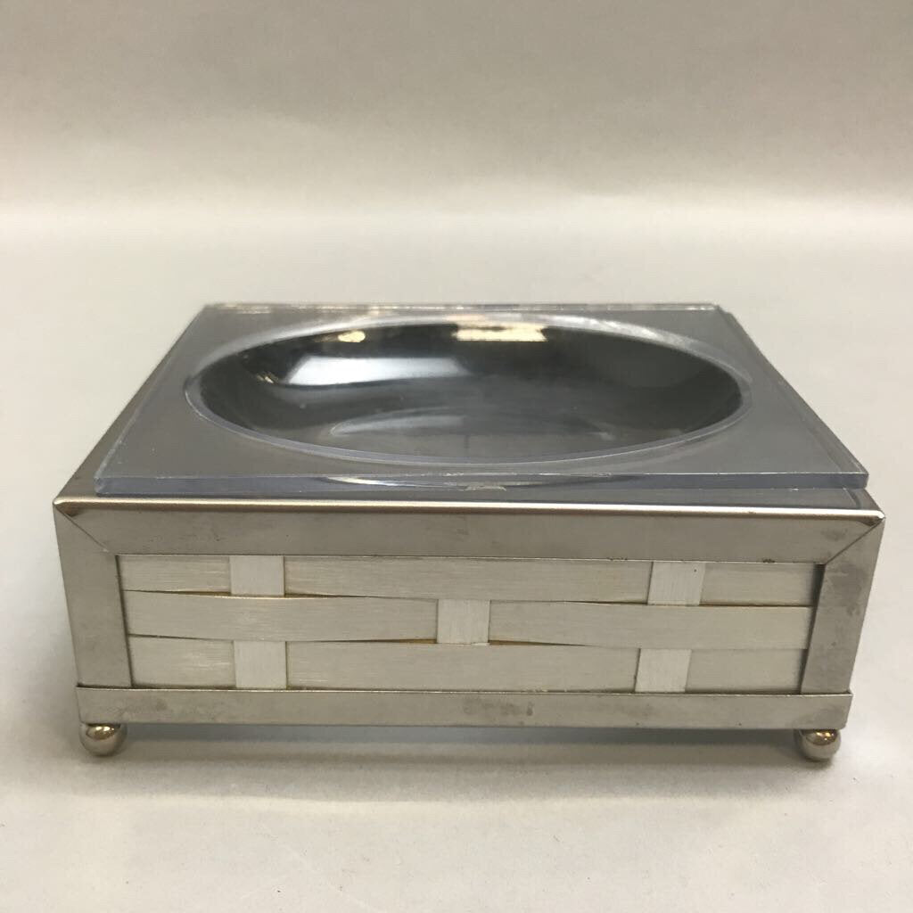 Basket Weave Silver Soap Dish (2x5x4)